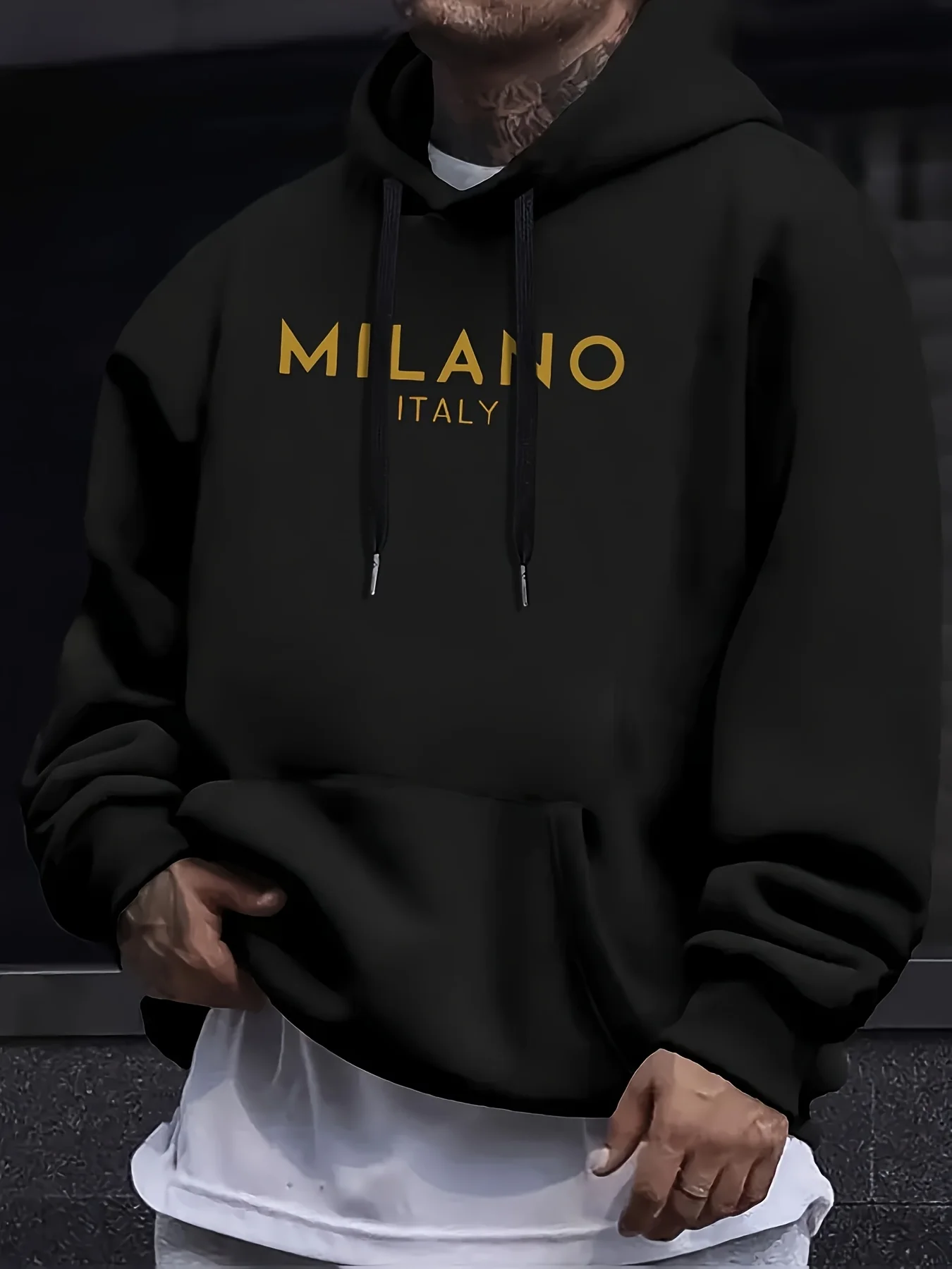 Street Fashion Milano - เสื้อสเวตเตอร์มีฮู้ดสำหรับฤดูใบไม้ร่วงและฤดูหนาว พิมพ์ลาย MILANO แฟชั่นฮิปฮอปลำลองแนวสตรีท เสื้อผ้าสำหรับผู้ชายและผู้หญิง