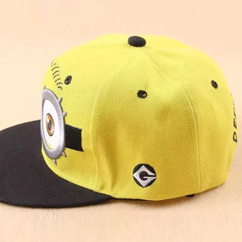 Street Fashion Hats - หมวกเบสบอลลายมินเนียน หมวกกันแดดฮิปฮอปสุดฮา หมวกน่ารักลายการ์ตูนปักลาย ของขวัญสำหรับเด็ก
