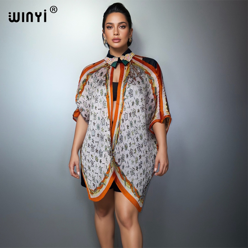 Street Fashion Dubai - ชุดเดรสทรงเข้ารูปยืดหยุ่น WINYI ลายพิมพ์สตรีทแวร์สำหรับสตรีชาวมุสลิม คาฟตันยอดนิยมสำหรับเดือนรอมฎอน แฟชั่นคาฟตันตะวันออกกลาง อาบายะ