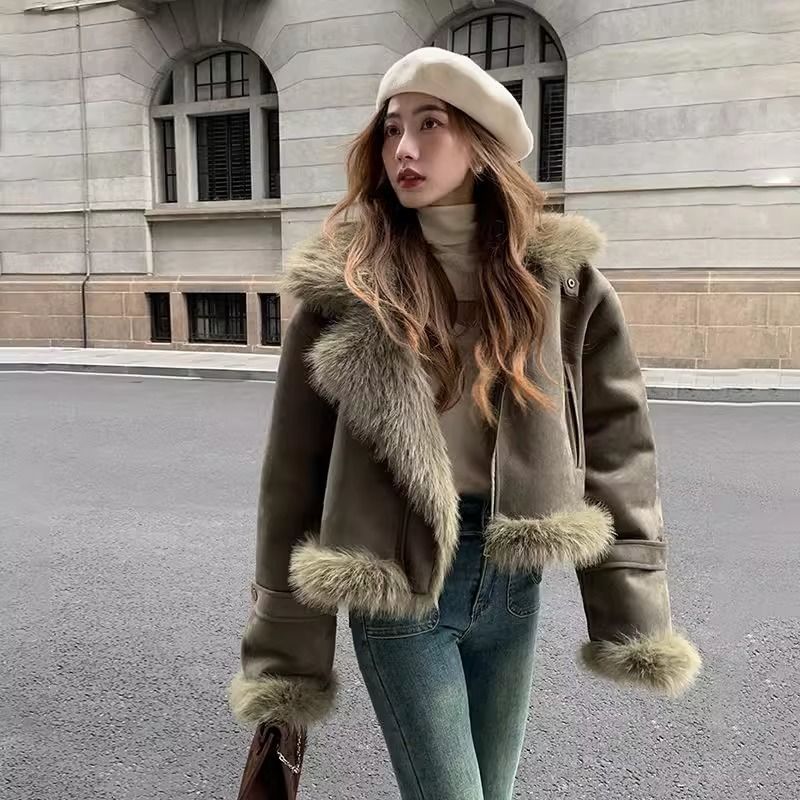 Street Fashion China Models - ผู้หญิงรุ่น Fairy ฤดูใบไม้ร่วงฤดูหนาวเสื้อหนังนิ่มเสื้อผ้ารถจักรยานยนต์ขั้นสูงสบายแฟชั่น Harajuku ร้อยอเนกประสงค์