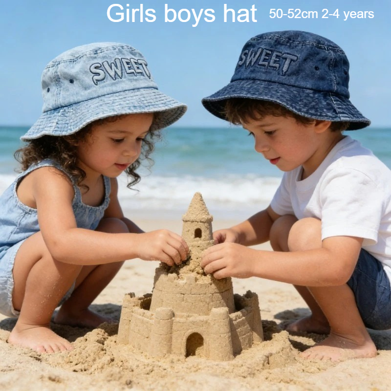 Street Fashion Hats - หมวกบักเก็ตเด็กสไตล์ญี่ปุ่นย้อนยุค ขนาด 50-52 ซม. สำหรับเด็กอายุ 2-4