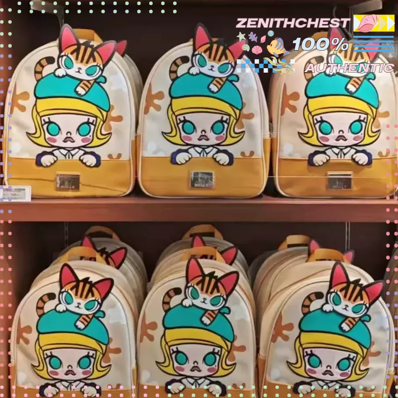 Street Fashion China Models - กระเป๋าเป้หนังพรีเมียม POPMART Molly Classic Series ดีไซน์มินิมอล
