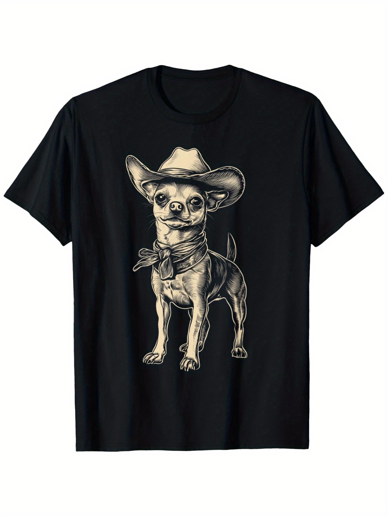 Street Fashion Co - เสื้อยืดลายชิวาวาสวมหมวกวัวตลกๆ สไตล์คาวบอย สำหรับคุณพ่อคุณแม่, เสื้อยืดแขนสั้นผ้าฝ้ายแฟชั่น, เสื้อยืดสตรีทสไตล์, Co