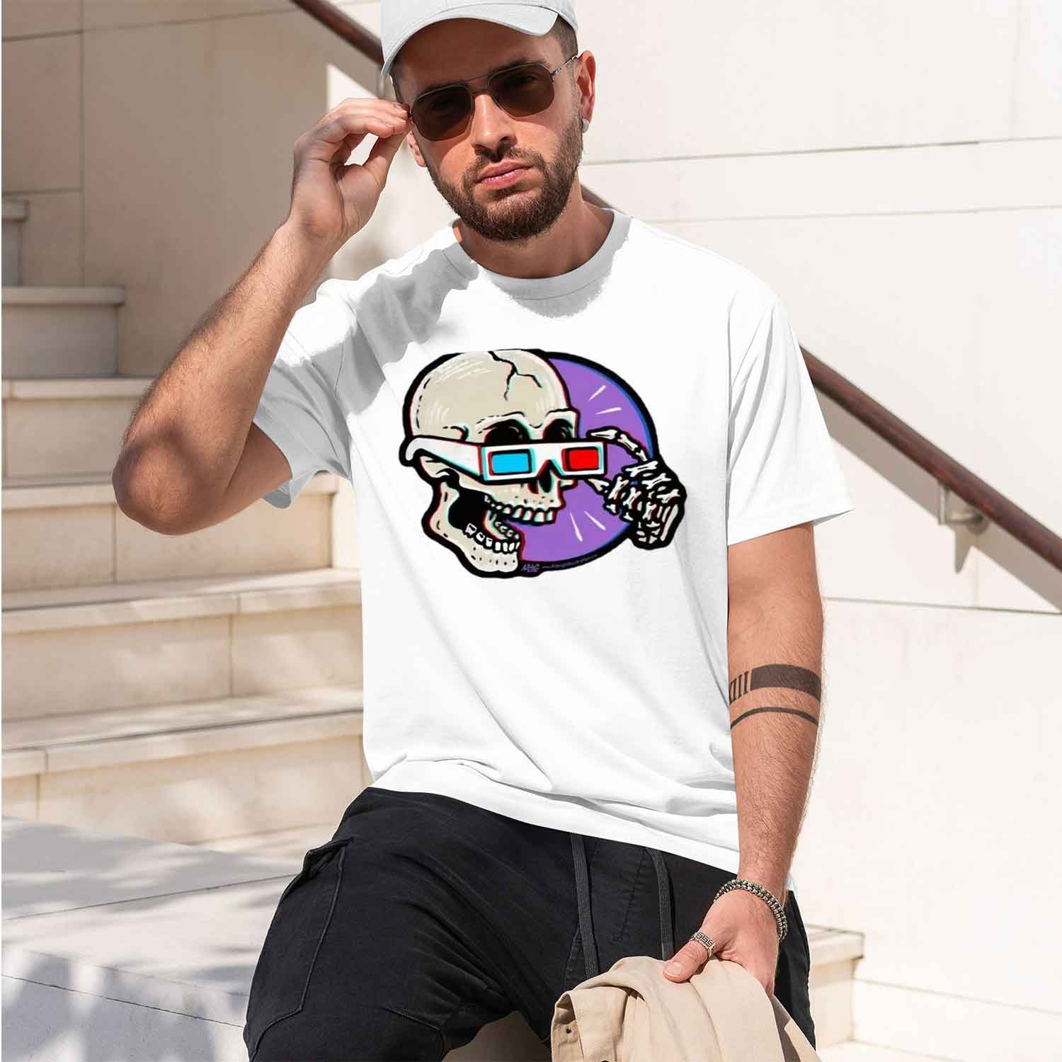 เสื้อยืดแขนสั้นลายพิมพ์หัวกะโห - Street Fashion China Models บทวิจารณ์และราคา