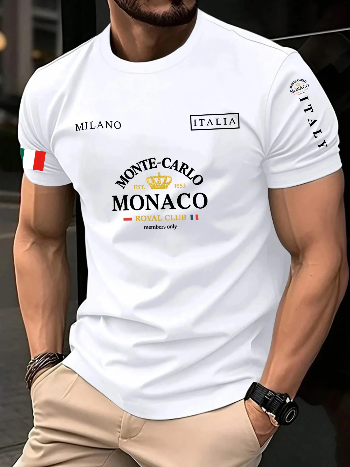 เสื้อยืดผู้ชายลายตัวอักษรมอนโก - Street Fashion Monaco บทวิจารณ์และราคา