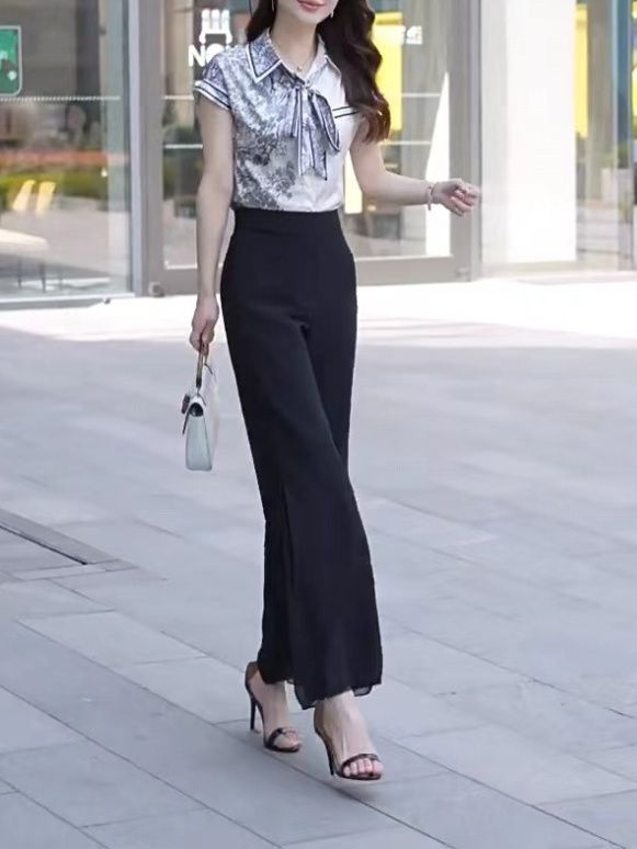 High Slit สีดําหลวมกางเกงโยคะ  - Fashion Street Yoga บทวิจารณ์และราคา