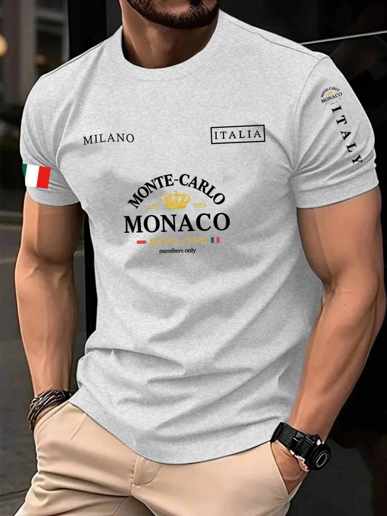 เสื้อยืดลำลองผู้ชายลายพิมพ์ 3  - Street Fashion Monaco บทวิจารณ์และราคา