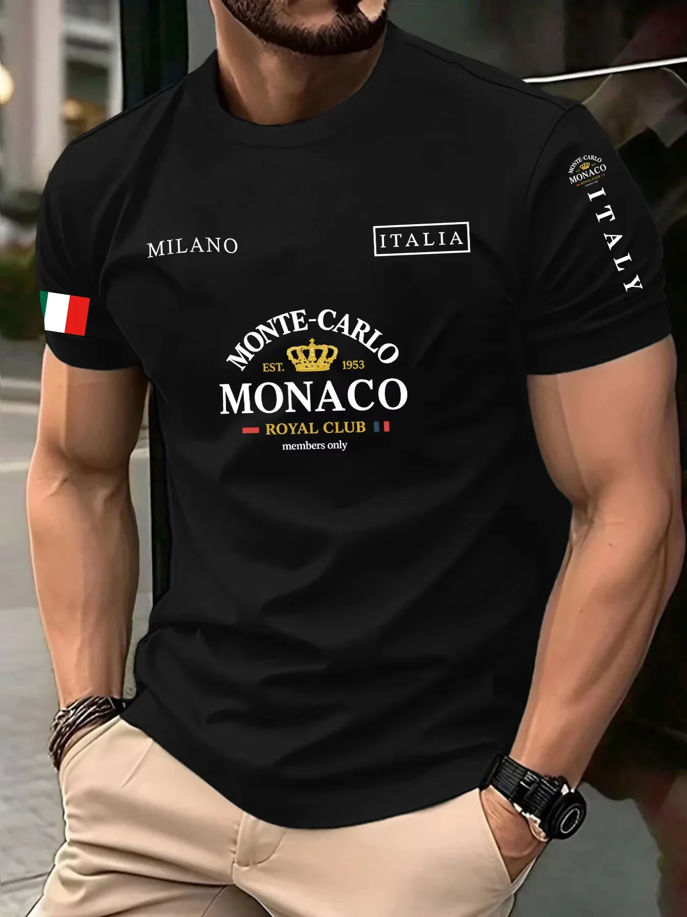 เสื้อยืดลำลองผู้ชายลายพิมพ์ 3  - Street Fashion Monaco บทวิจารณ์และราคา