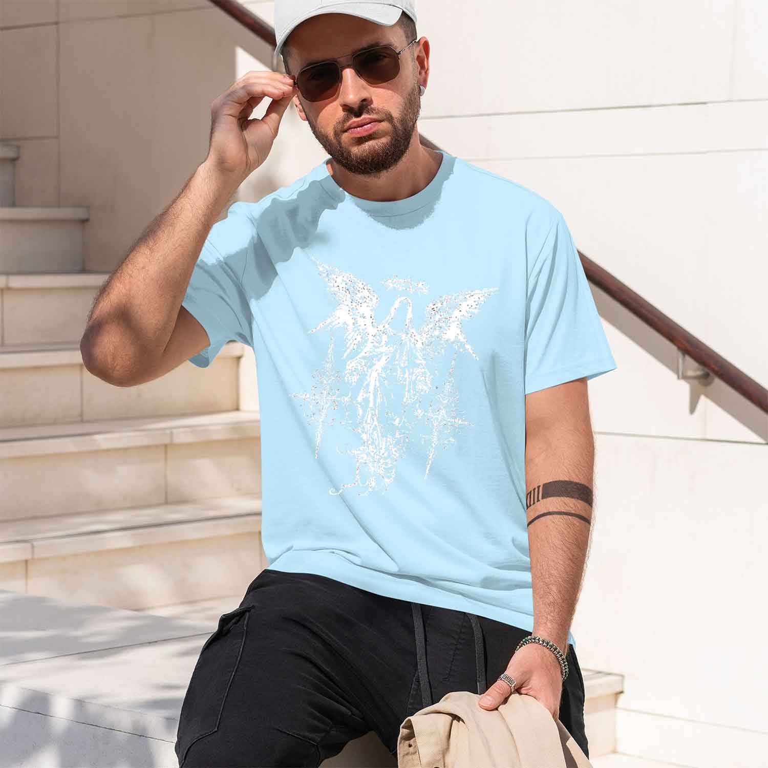 เสื้อยืดผู้ชายสไตล์กอธิค สีเข้ - Street Fashion China Models บทวิจารณ์และราคา