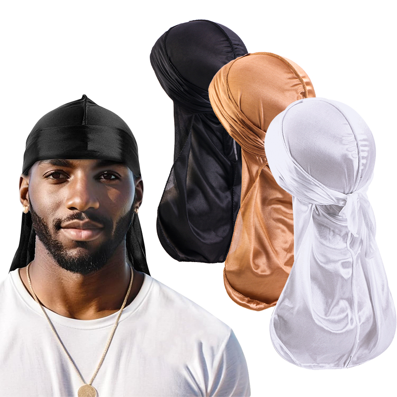 3 ชิ้น/ล็อตยาว Durag ผ้าไหมซาต - Street Fashion Hats บทวิจารณ์และราคา