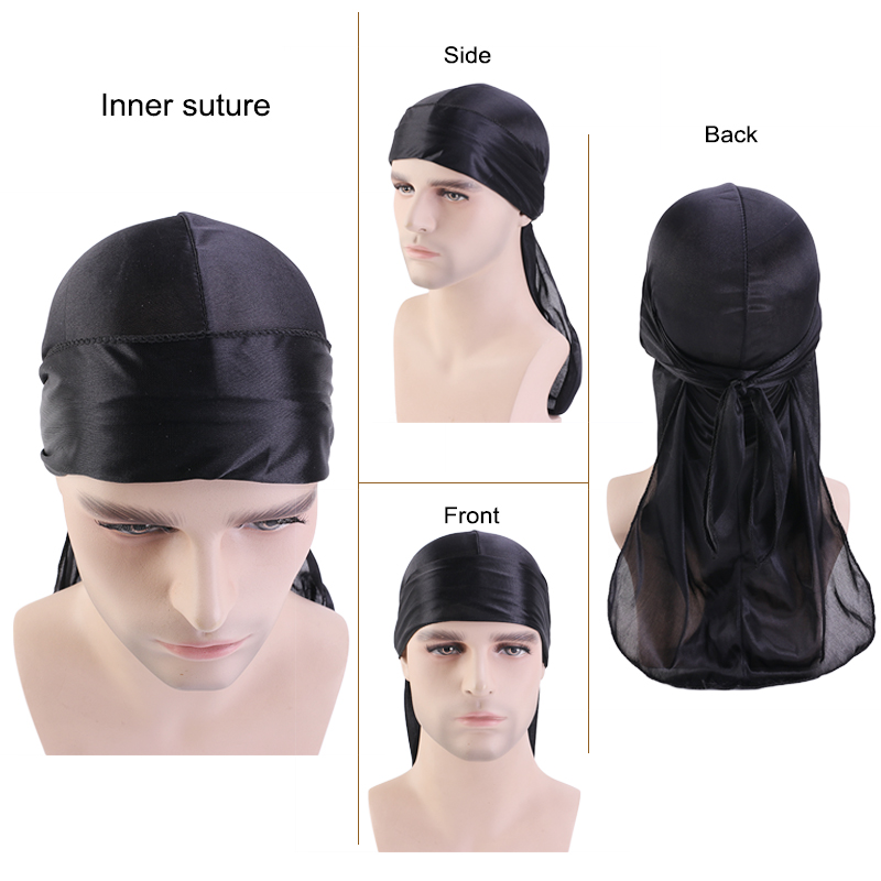 3 ชิ้น/ล็อตยาว Durag ผ้าไหมซาต - Street Fashion Hats บทวิจารณ์และราคา