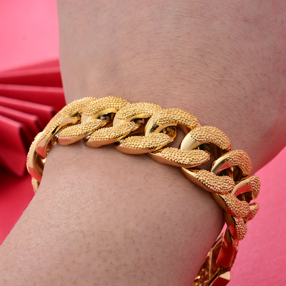 18 K ดูไบ Gold สีสร้อยข้อมือผู - Street Fashion Dubai บทวิจารณ์และราคา