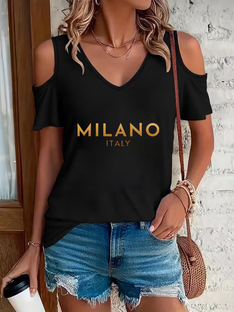 เสื้อยืดแฟชั่นลายตัวอักษร Mila - Street Fashion Milano บทวิจารณ์และราคา