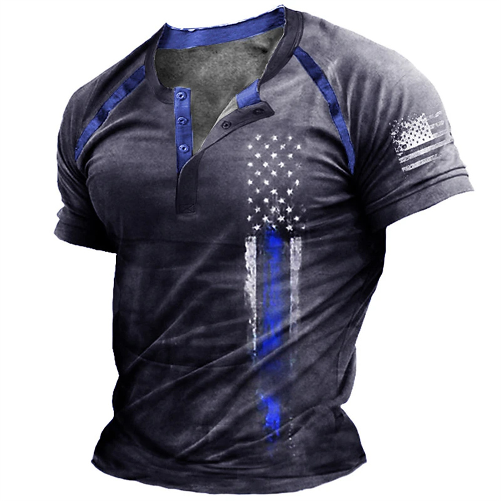 เสื้อเชิ้ตเฮนรี่พิมพ์ลายธงชาติ - Street Fashion In China บทวิจารณ์และราคา