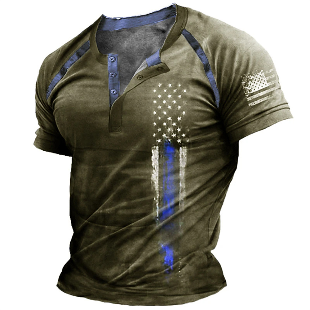 เสื้อเชิ้ตเฮนรี่พิมพ์ลายธงชาติ - Street Fashion In China บทวิจารณ์และราคา