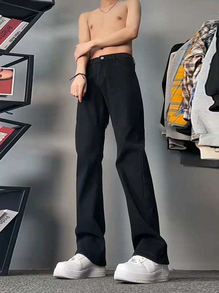 กางเกงยีนส์ทรงตรงบุขนแกะสีดำสำ - Street Fashion Co บทวิจารณ์และราคา