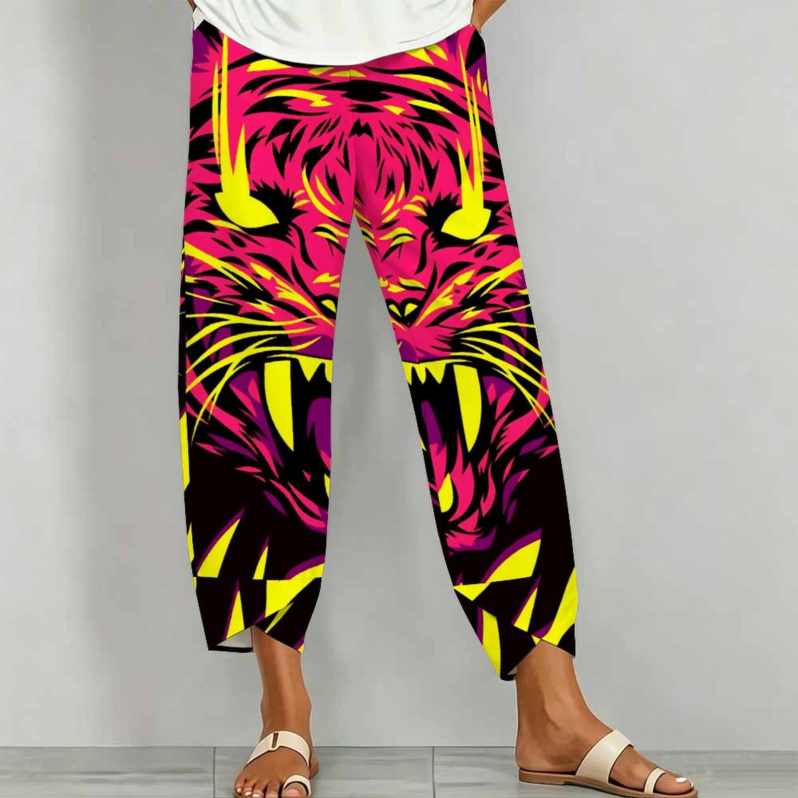 กางเกงแฟชั่นลายพิมพ์เรโทร กางเ - Fashion Street Yoga บทวิจารณ์และราคา