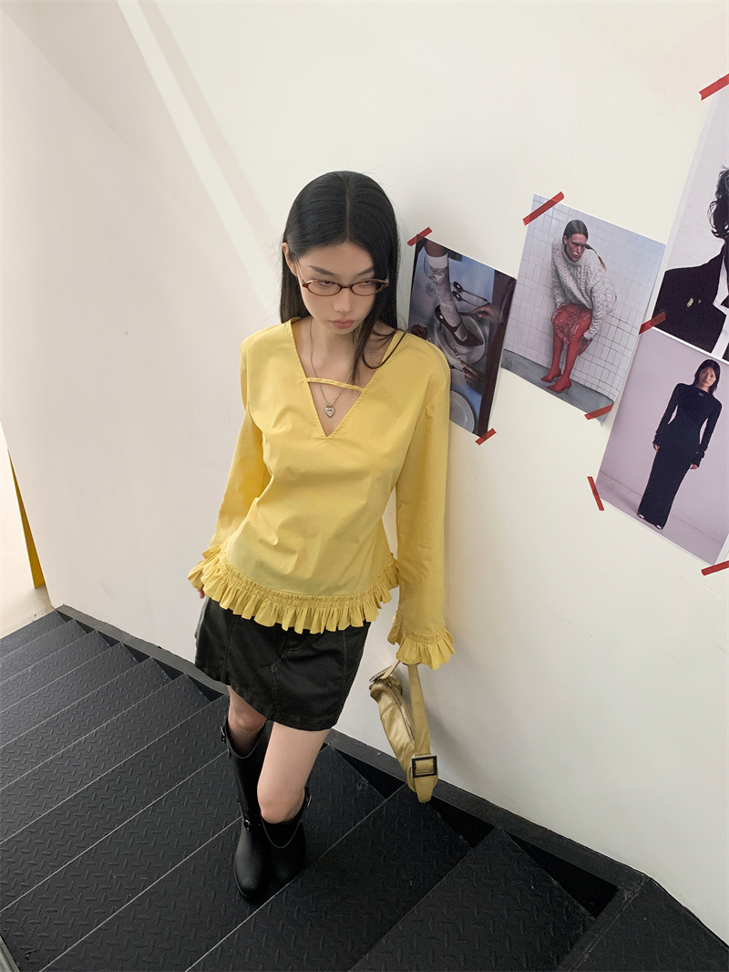 เสื้อเชิร์ตแฟชั่นผู้หญิงสีเหลื - Street Fashion Winter 2025 บทวิจารณ์และราคา