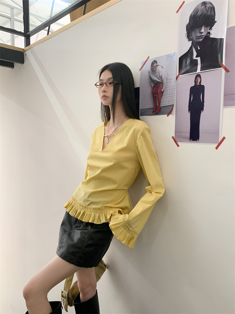 เสื้อเชิร์ตแฟชั่นผู้หญิงสีเหลื - Street Fashion Winter 2025 บทวิจารณ์และราคา