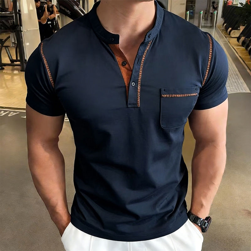 เสื้อโปโลแขนสั้นคอเฮนรี่สำหรับ - Street Fashion In China บทวิจารณ์และราคา